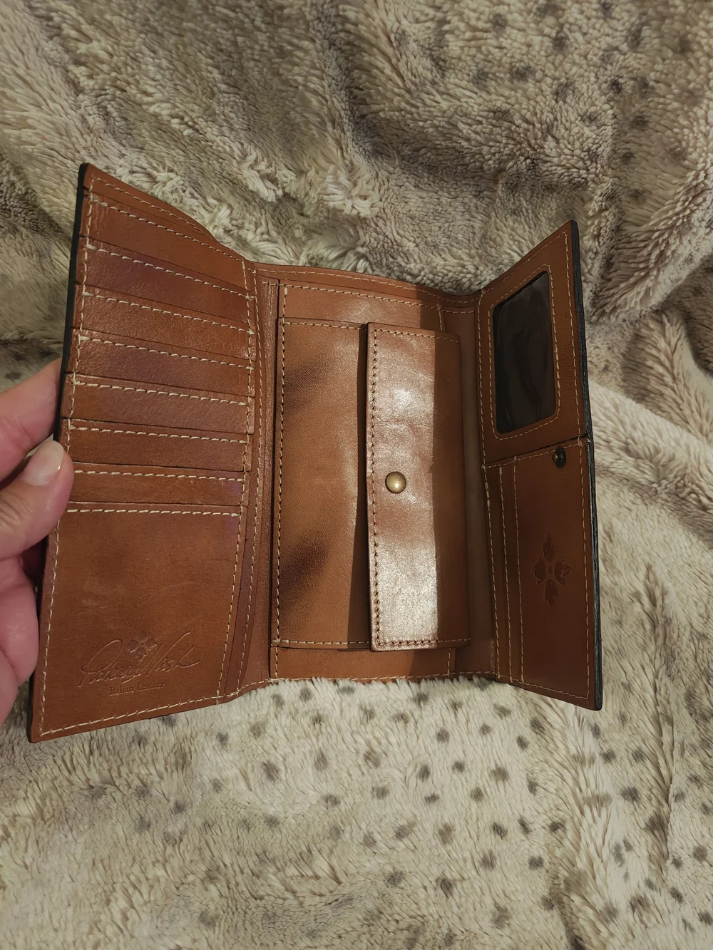 Patricia Nash Tan Map-Print Leather Wallet